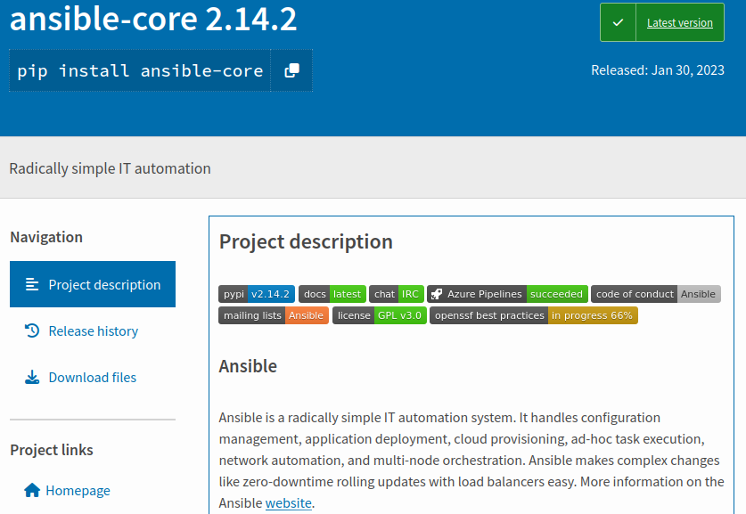 ansible pypi